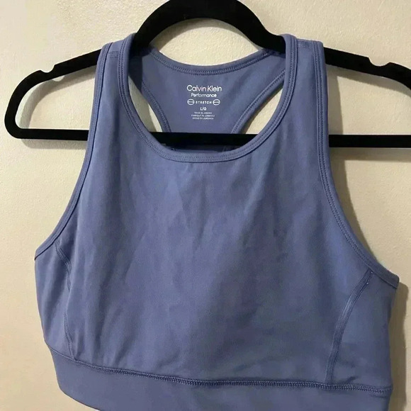 Calvin Klein Womens Pilates Outfit  Fitness Crop Top Scoopneck Bra L - Picture 3 of 7